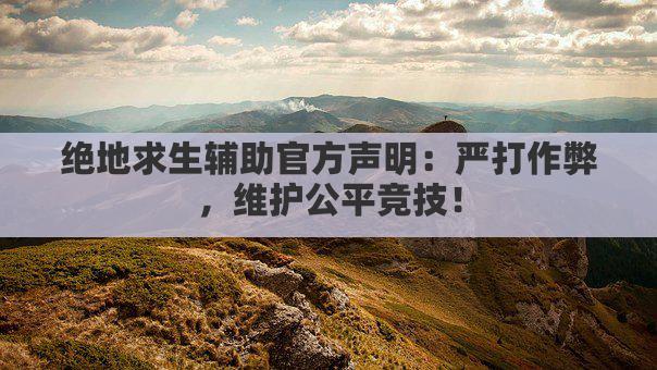 绝地求生辅助官方声明：严打作弊，维护公平竞技！