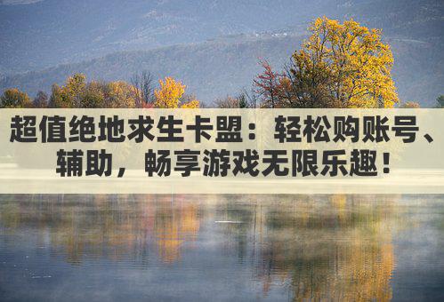 超值绝地求生卡盟：轻松购账号、辅助，畅享游戏无限乐趣！