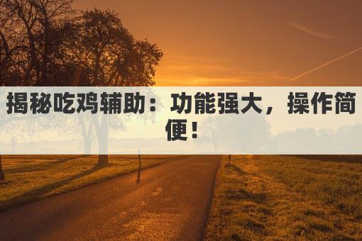 揭秘吃鸡辅助：功能强大，操作简便！