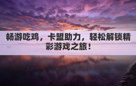 畅游吃鸡，卡盟助力，轻松解锁精彩游戏之旅！