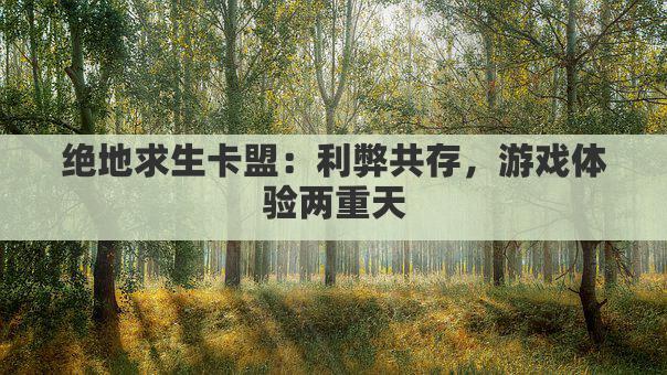 绝地求生卡盟：利弊共存，游戏体验两重天