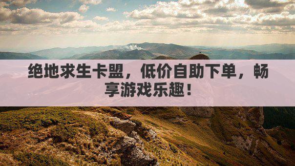 绝地求生卡盟，低价自助下单，畅享游戏乐趣！
