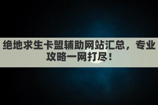 绝地求生卡盟辅助网站汇总，专业攻略一网打尽！