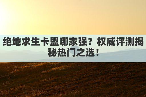 绝地求生卡盟哪家强？权威评测揭晓最佳选择！
