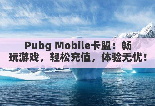 Pubg Mobile卡盟：畅玩游戏，轻松充值，体验无忧！