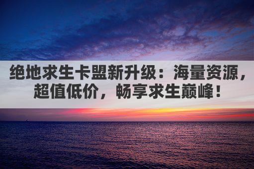 绝地求生卡盟新升级：海量资源，超值低价，畅享求生巅峰！