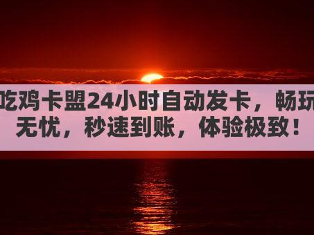 吃鸡卡盟24小时自动发卡,畅玩无忧,秒速到账,体验极致!