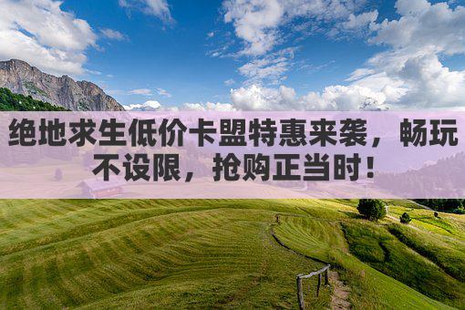 绝地求生低价卡盟特惠来袭,畅玩不设限,抢购正当时!