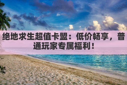 绝地求生超值卡盟：低价畅享，普通玩家专属福利！