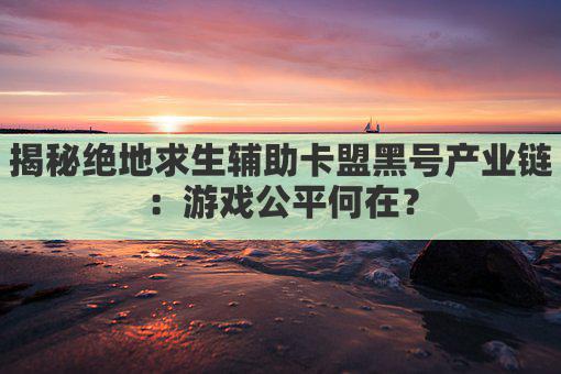 揭秘绝地求生辅助卡盟黑号产业链：游戏公平何在？