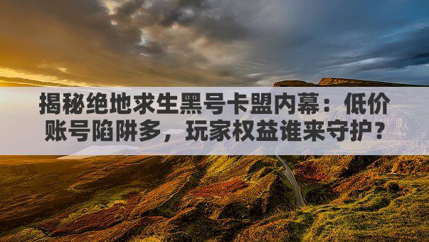 揭秘绝地求生黑号卡盟内幕：低价账号陷阱多，玩家权益谁来守护？