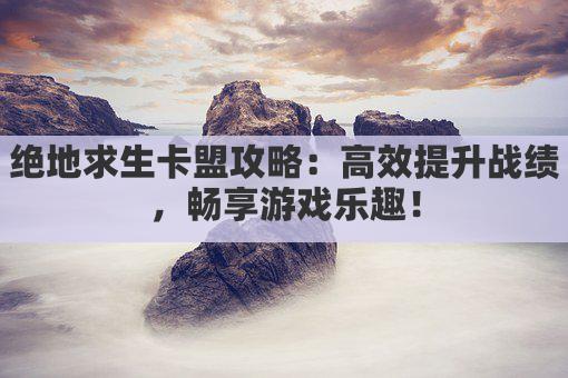 绝地求生卡盟攻略：高效提升战绩，畅享游戏乐趣！