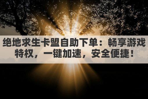 绝地求生卡盟自助下单：畅享游戏特权，一键加速，安全便捷！