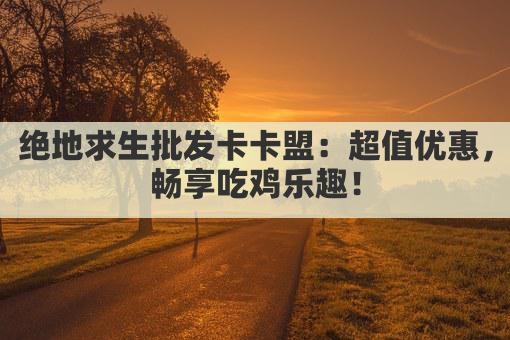 绝地求生批发卡卡盟：超值优惠，畅享吃鸡乐趣！
