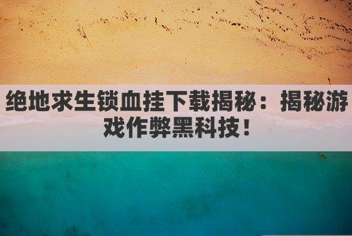 绝地求生锁血挂下载揭秘:揭秘游戏作弊黑科技!