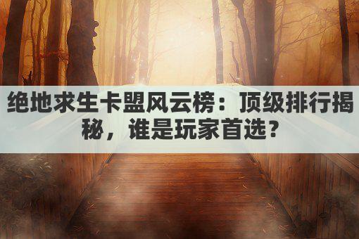 绝地求生卡盟风云榜：顶级排行揭秘，谁是玩家首选？