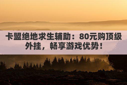 卡盟绝地求生辅助：80元购顶级外挂，畅享游戏优势！