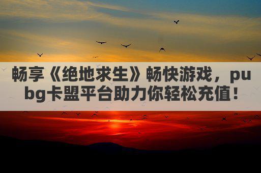 畅享《绝地求生》畅快游戏,pubg卡盟平台助力你轻松充值!