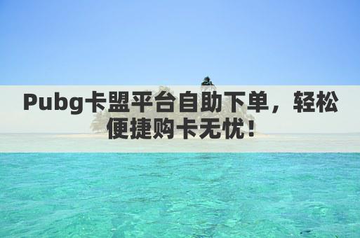 Pubg卡盟平台自助下单,轻松便捷购卡无忧!