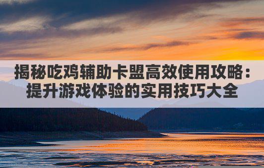 揭秘吃鸡辅助卡盟高效使用攻略:提升游戏体验的实用技巧大全