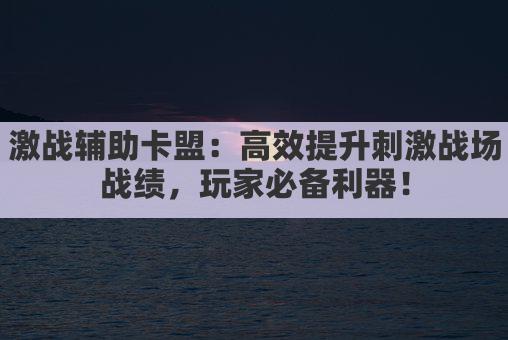 激战辅助卡盟:高效提升刺激战场战绩,玩家必备利器!