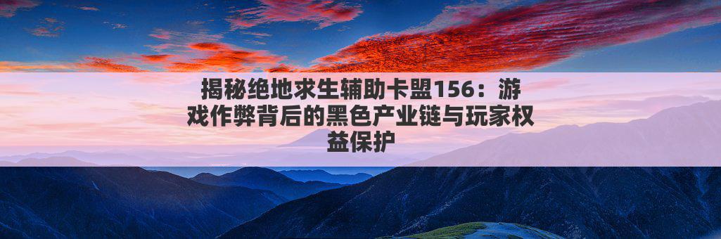 揭秘绝地求生辅助卡盟156:游戏作弊背后的黑色产业链与玩家权益保护