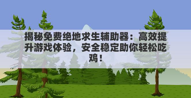 揭秘免费绝地求生辅助器：高效提升游戏体验，安全稳定助你轻松吃鸡！