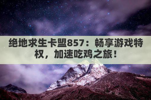 绝地求生卡盟857:畅享游戏特权,加速吃鸡之旅!