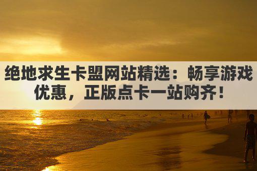 绝地求生卡盟网站精选：畅享游戏优惠，正版点卡一站购齐！