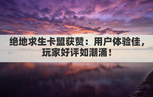 绝地求生卡盟获赞：用户体验佳，玩家好评如潮涌！