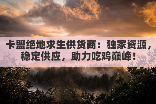 卡盟绝地求生供货商：独家资源，稳定供应，助力吃鸡巅峰！