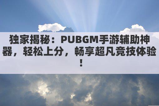 独家揭秘:PUBGM手游辅助神器,轻松上分,畅享超凡竞技体验!
