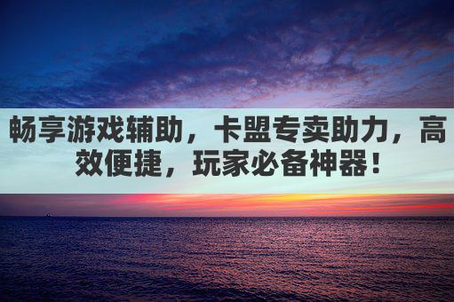 畅享游戏辅助,卡盟专卖助力,高效便捷,玩家必备神器!