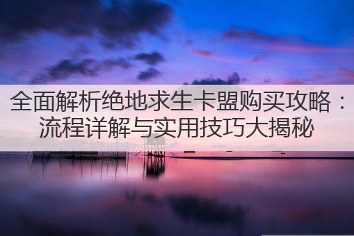 全面解析绝地求生卡盟购买攻略：流程详解与实用技巧大揭秘