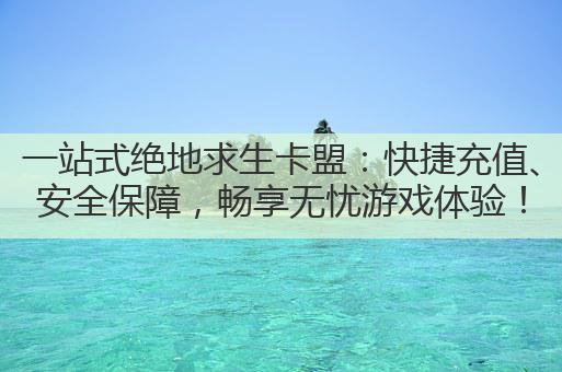 一站式绝地求生卡盟：快捷充值、安全保障，畅享无忧游戏体验！