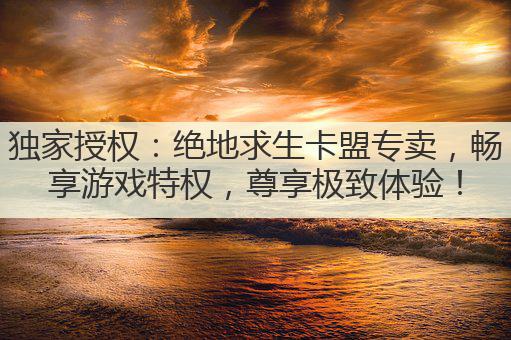 独家授权:绝地求生卡盟专卖,畅享游戏特权,尊享极致体验!