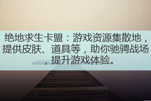 绝地求生卡盟：游戏资源集散地，提供皮肤、道具等，助你驰骋战场，提升游戏体验。