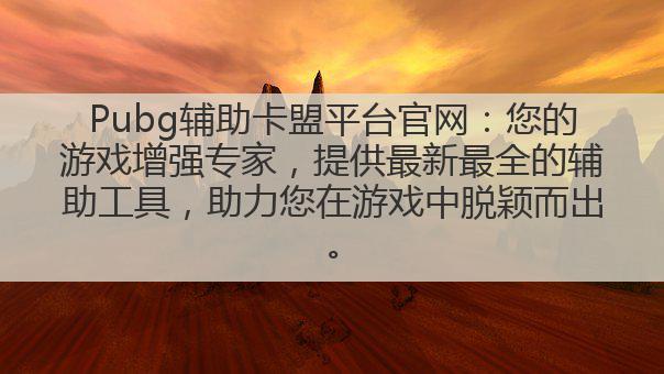 Pubg辅助卡盟平台官网：您的游戏增强专家，提供最新最全的辅助工具，助力您在游戏中脱颖而出。