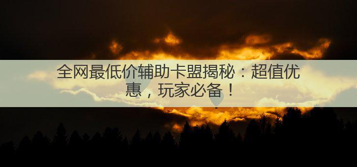 全网最低价辅助卡盟揭秘:超值优惠,玩家必备!