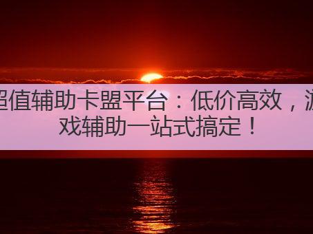 超值辅助卡盟平台：低价高效，游戏辅助一站式搞定！