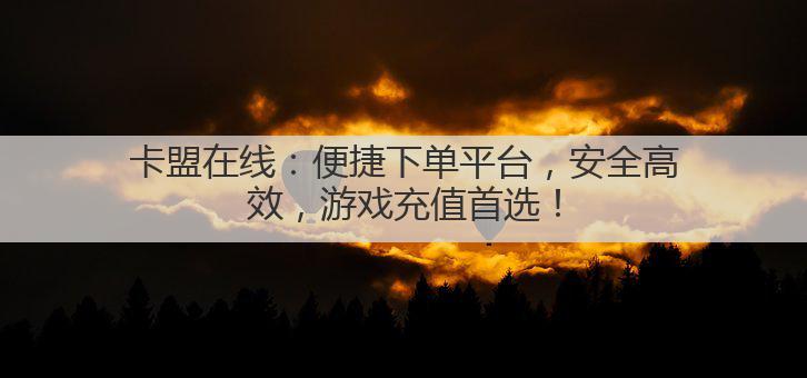 卡盟在线：便捷下单平台，安全高效，游戏充值首选！