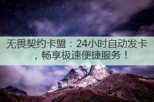 无畏契约卡盟：24小时自动发卡，畅享极速便捷服务！