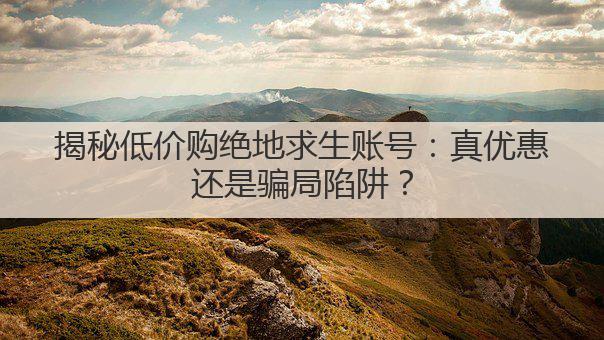揭秘低价购绝地求生账号:真优惠还是骗局陷阱?