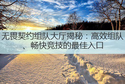 无畏契约组队大厅揭秘:高效组队、畅快竞技的最佳入口