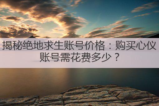 揭秘绝地求生账号价格：购买心仪账号需花费多少？
