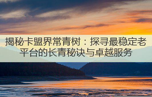 揭秘卡盟界常青树：探寻最稳定老平台的长青秘诀与卓越服务