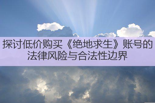 探讨低价购买《绝地求生》账号的法律风险与合法性边界