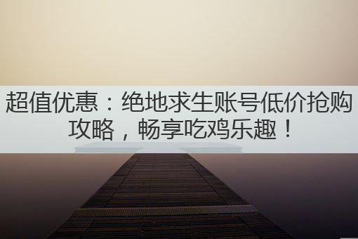 超值优惠:绝地求生账号低价抢购攻略,畅享吃鸡乐趣!