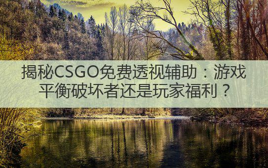 揭秘CSGO免费透视辅助:游戏平衡破坏者还是玩家福利?