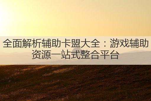 全面解析辅助卡盟大全:游戏辅助资源一站式整合平台